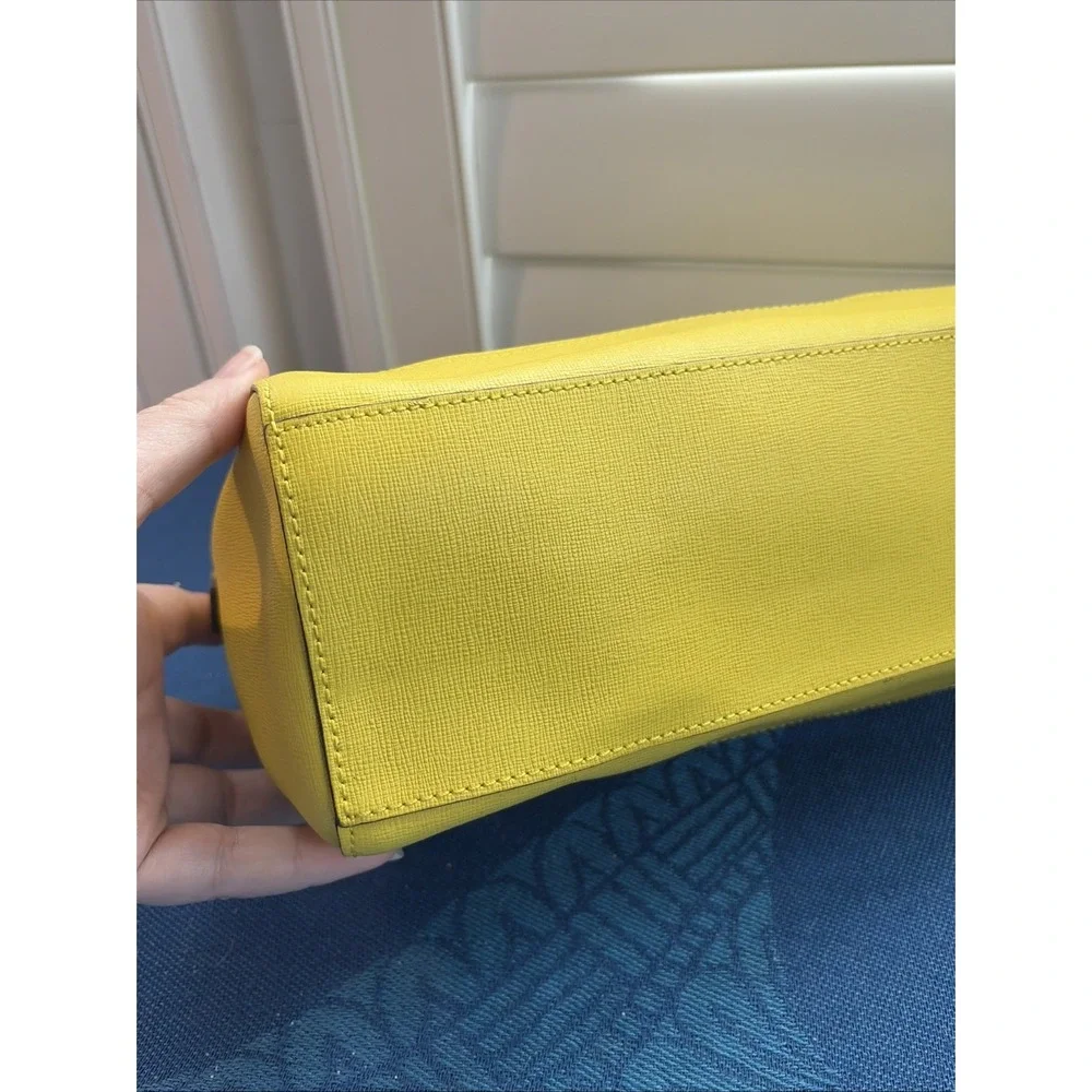 Coach Saffiano Leather Mini Satchel Handbag Yellow W/ Hangtag Double Straps